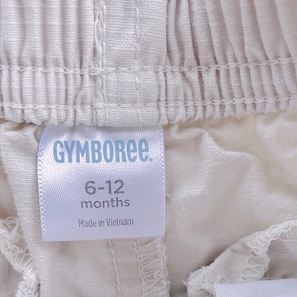 6-12M Gymboree Pull-On Woven Cotton Cargo Shorts, Creamy White, Velcro Pockets - Picture 8 of 8